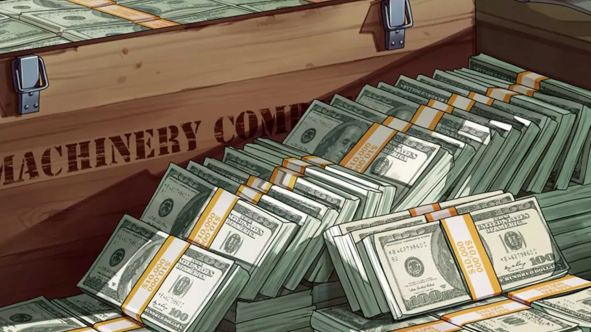 Stacks of $100 bills in wooden crate