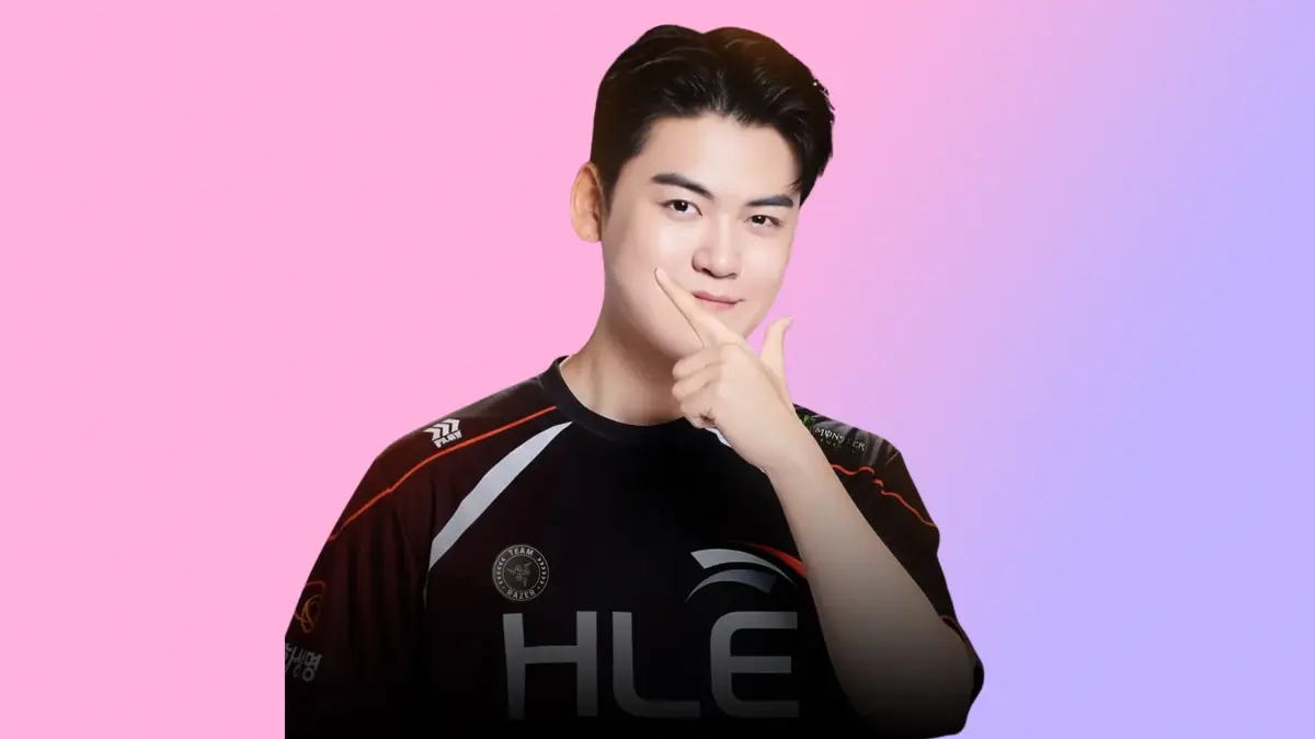 Esports player posing confidently on colorful background
