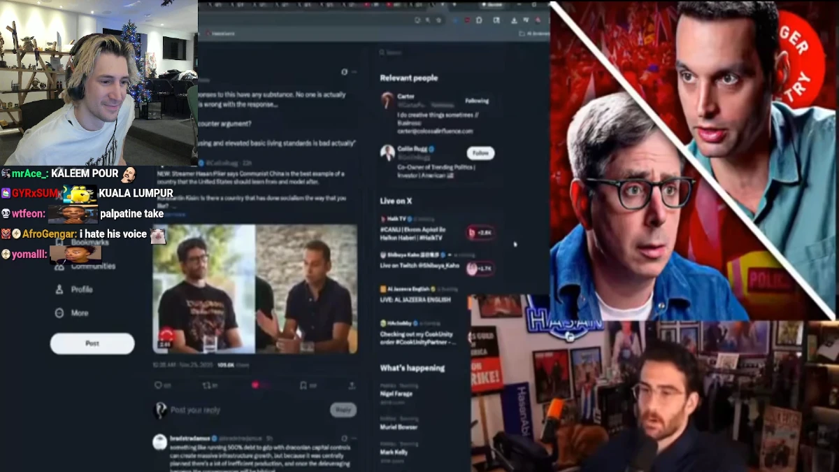 Streamer reacting to social media posts and video clips