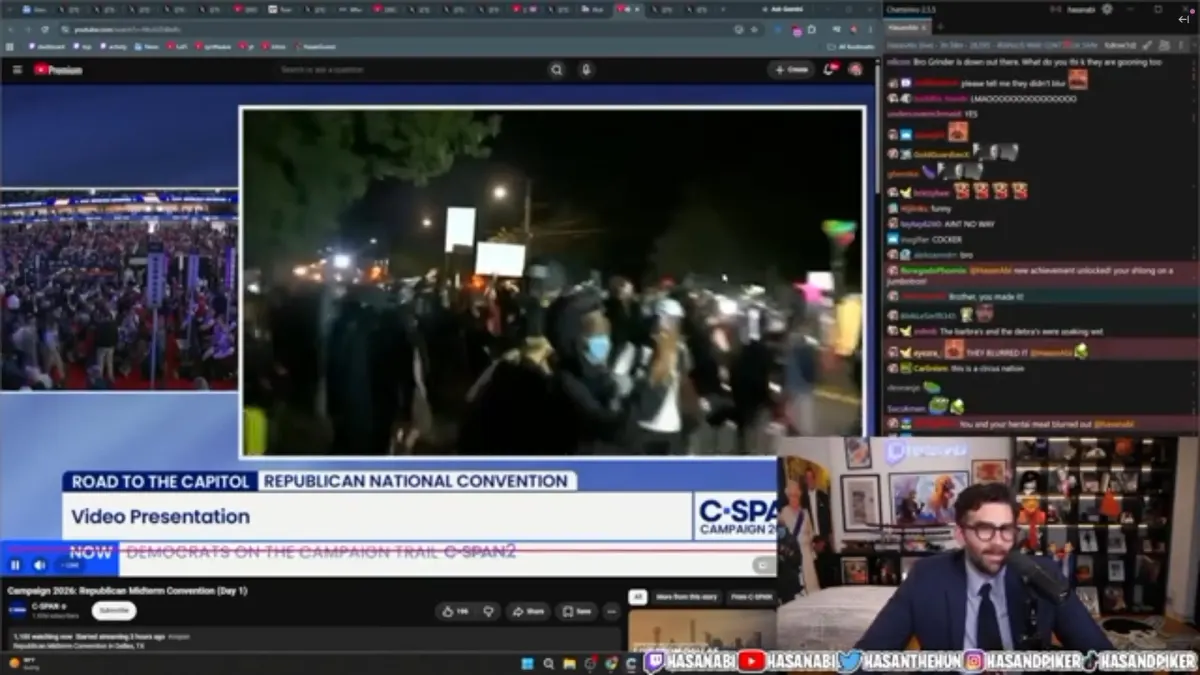 Streamer watches C-SPAN convention footage and live chat