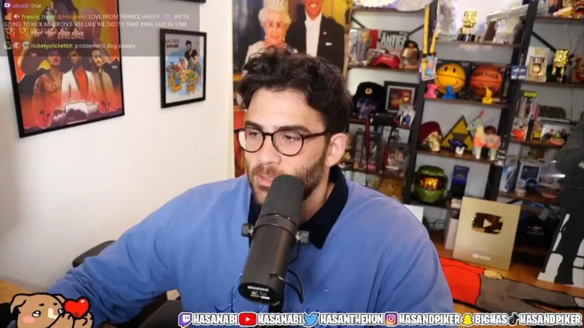 Streamer talking into microphone during live broadcast