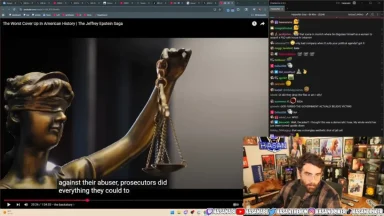 Streamer reacts to justice-themed video online.