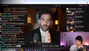 Streamer reacting to YouTube video during live broadcast