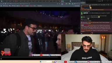 Streamer reacts to interview clip during live broadcast.