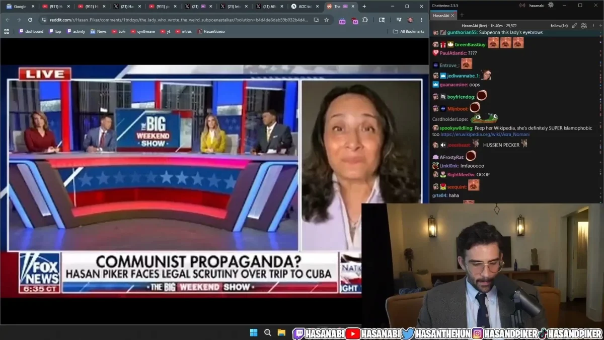 Fox News panel and livestream reaction split screen