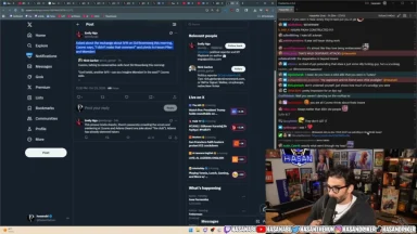 Streamer reacting to Twitter post on live broadcast
