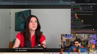 Streamer reacting to a YouTube video during livestream.
