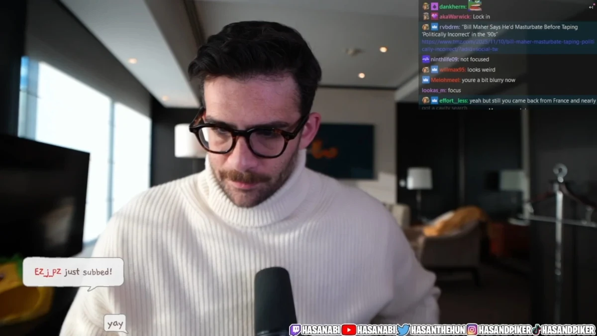 Streamer talking into microphone during live broadcast