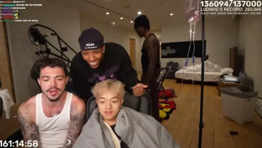 Group of friends streaming in a cozy room