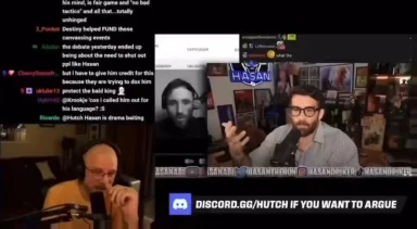 Live debate stream with chat comments displayed