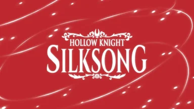 Hollow Knight Silksong logo on red background