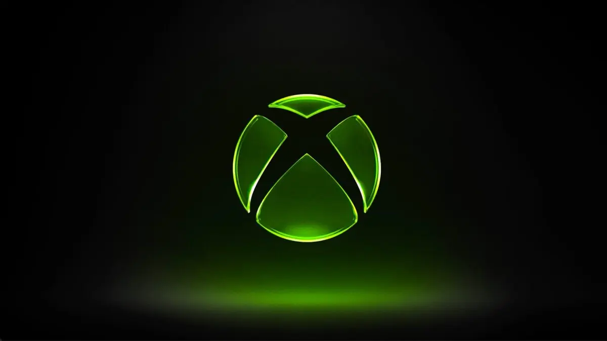 Glowing green Xbox logo on a dark background