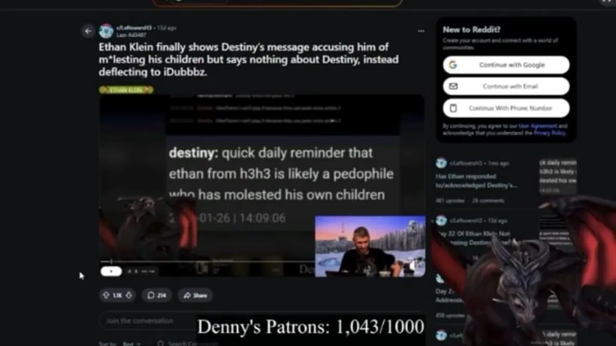 Screenshot of Reddit post discussing online creator controversy