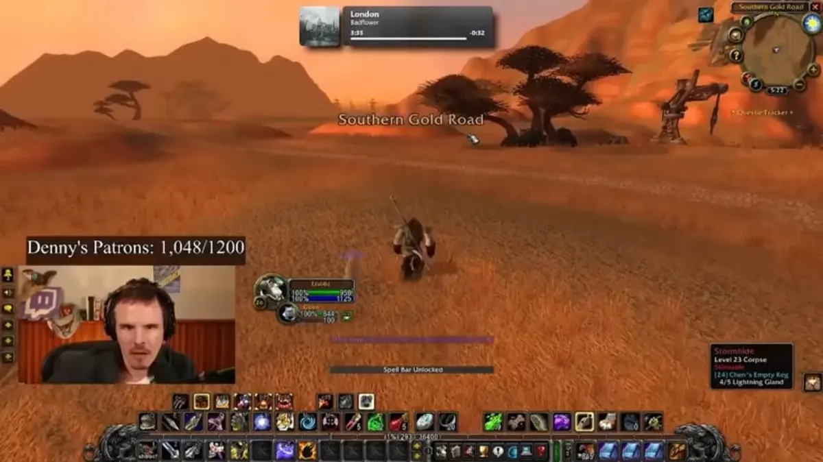 Person playing World of Warcraft on livestream.