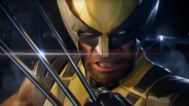 Wolverine with claws extended in action scene