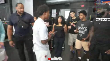 IShowSpeed surrounded by fans during livestream challenge