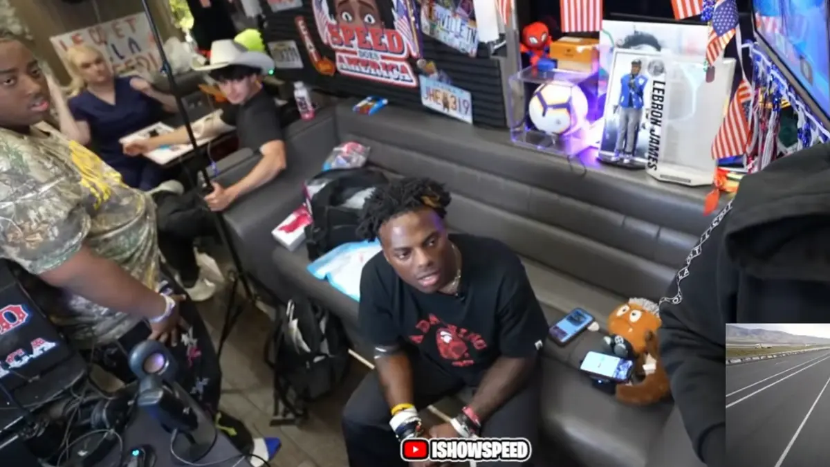 Group of friends streaming inside decorated room