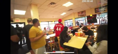 People dining in a fast-food restaurant