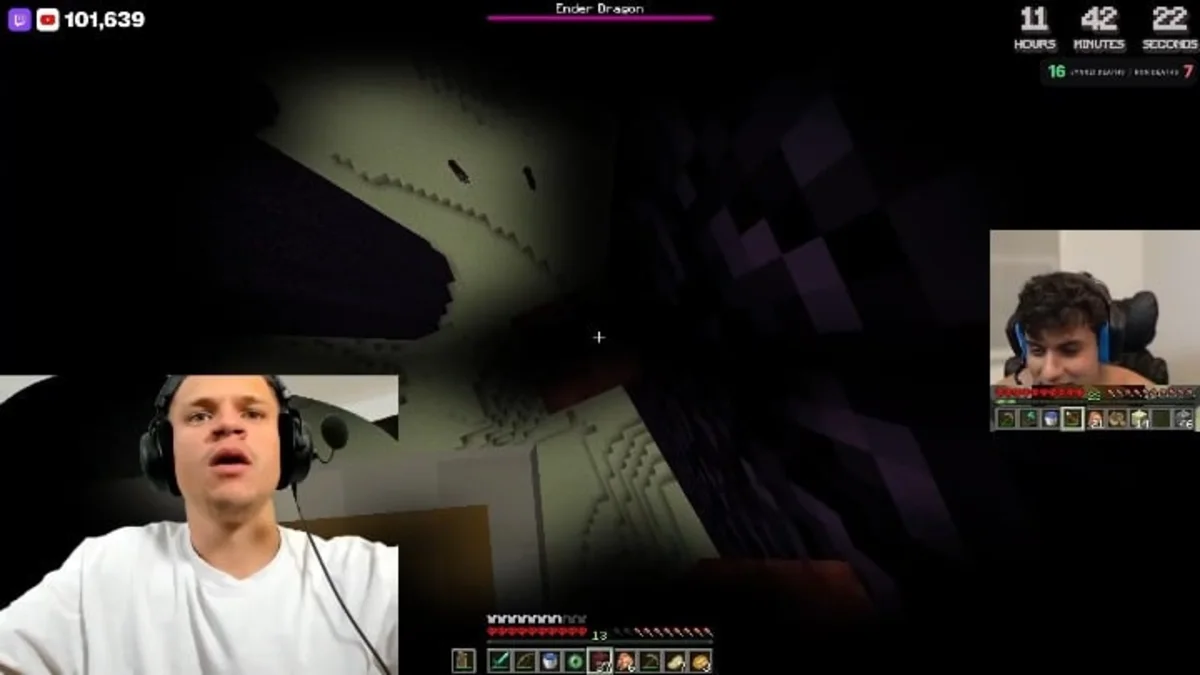 Minecraft Ender Dragon battle with streamers facecams