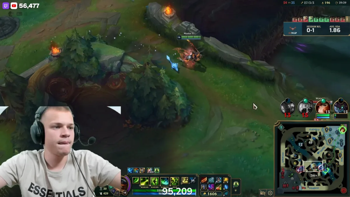 Streamer playing League of Legends with Master Yi