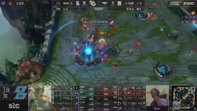 League of Legends esports match near enemy nexus