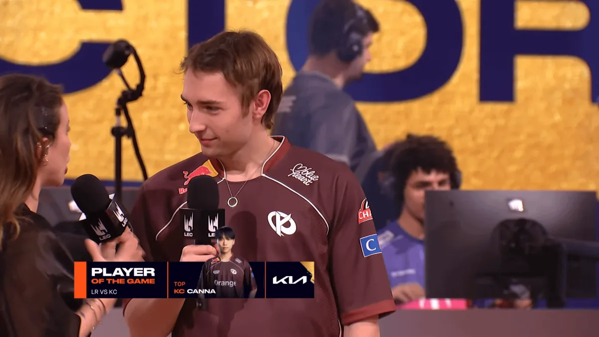 Esports player interviewed after match victory