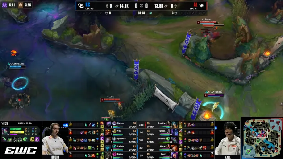 League of Legends esports match between KCorp and Anyone's Legend