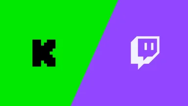 Kick and Twitch logos on split background