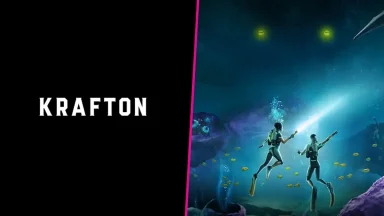 Krafton logo and underwater adventure illustration