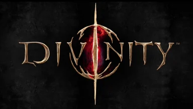 Divinity logo with fiery background