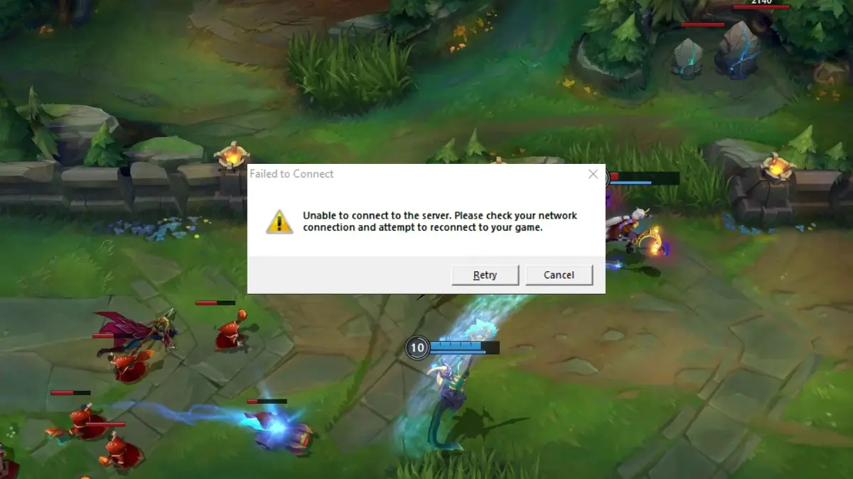 Game connection error message on screen
