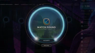 League of Legends match found acceptance screen
