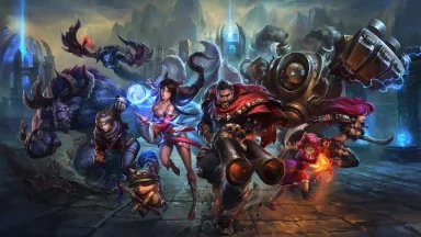 Colorful fantasy characters in battle scene from game