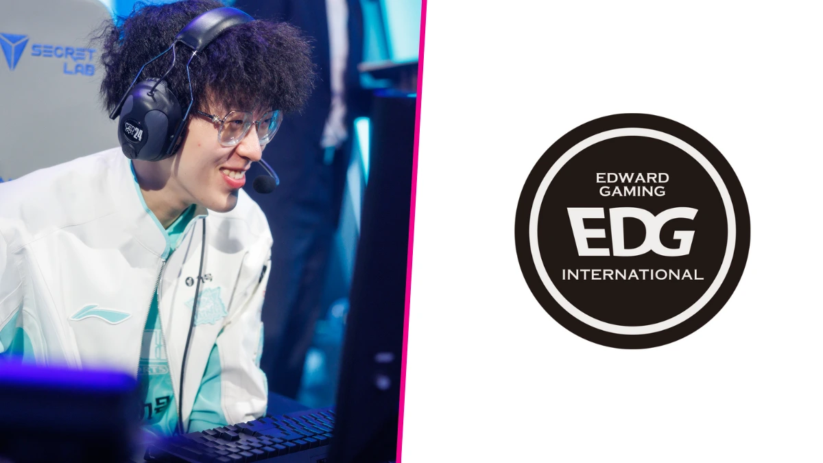 Gamer with headset and EDG International logo