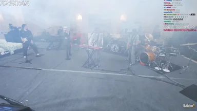Band performing live on smoky stage