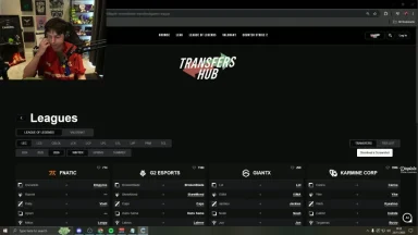 Esports transfers hub website showing team rosters