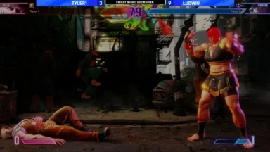 Street Fighter match with one fighter knocked out