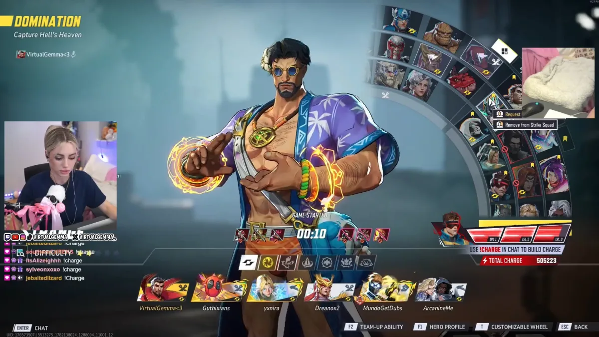 Video game character selection screen with sorcerer hero