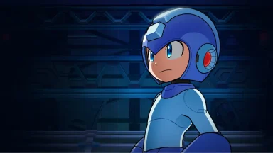 Mega Man in futuristic industrial setting