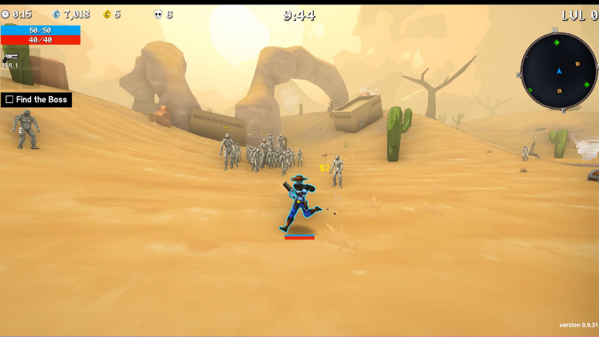 Cowboy fights mummies in desert survival game