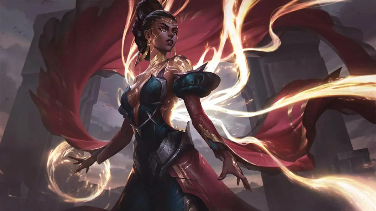 Fantasy warrior with magical fiery aura.