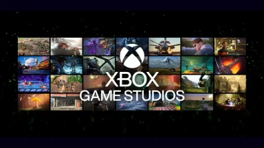 Xbox Game Studios logo and game collage.