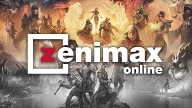 Zenimax Online fantasy game characters and logo.