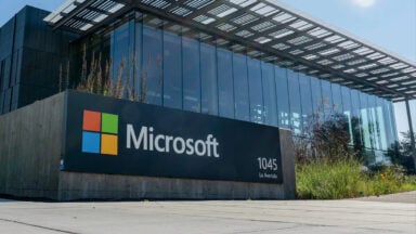 Microsoft office entrance sign at 1045 La Avenida