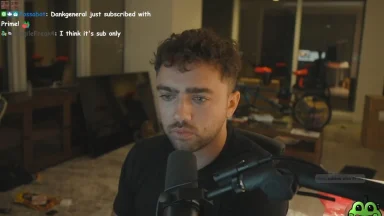 Streamer talking into microphone during live broadcast