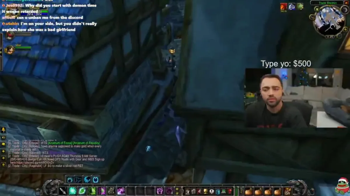 Streamer playing World of Warcraft live
