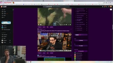 Streamer browsing Reddit livestream clips on computer screen