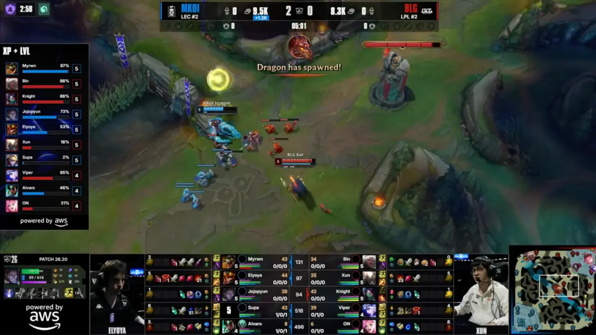League of Legends esports match mid-lane gameplay broadcast