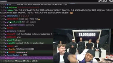 Livestream with group in front of $1,000,000 display