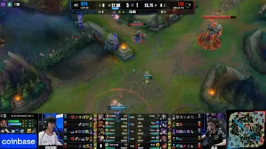 League of Legends match broadcast showing mid-lane standoff